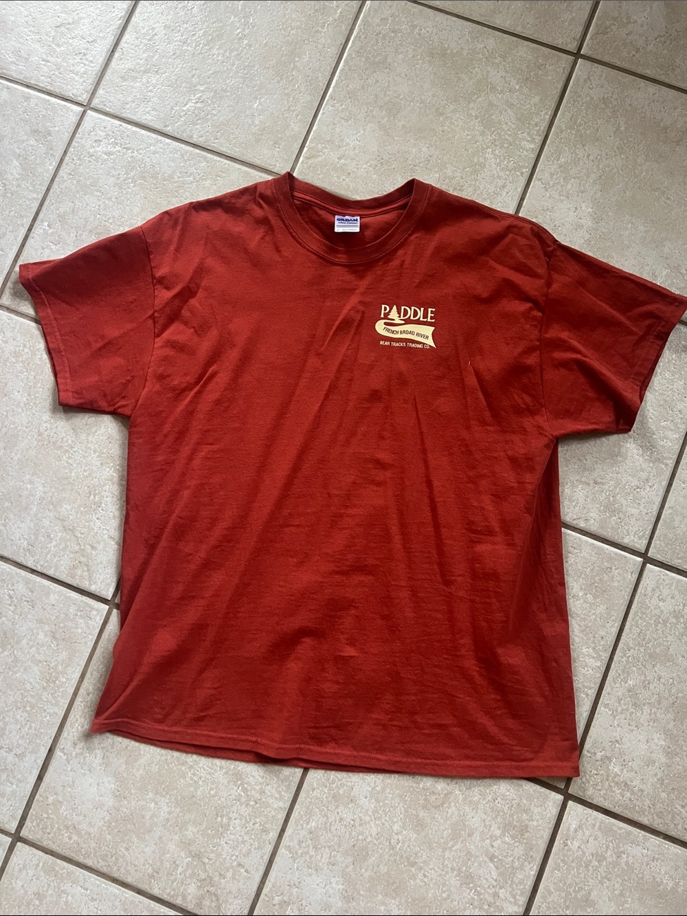 Gildan Rust orange Short Sleeve Tee with Small Yellow Chest Logo